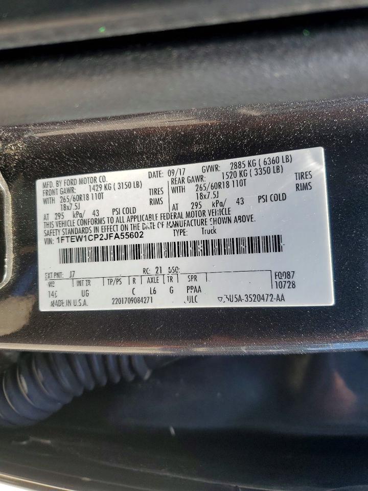 2018 Ford F150 VIN 1FTEW1CP2JFA55602 photo 12