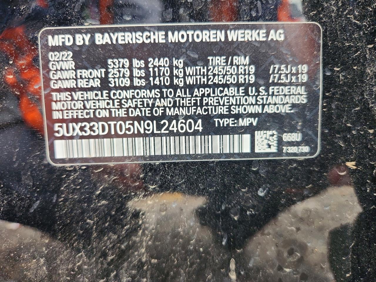 2022 BMW X4 VIN 5UX33DT05N9L24604 photo 12