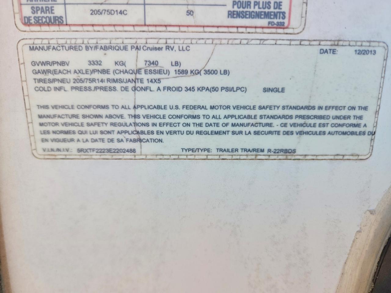 2014 CRUISER Radiance VIN 5RXTF2223E2202488 photo 10