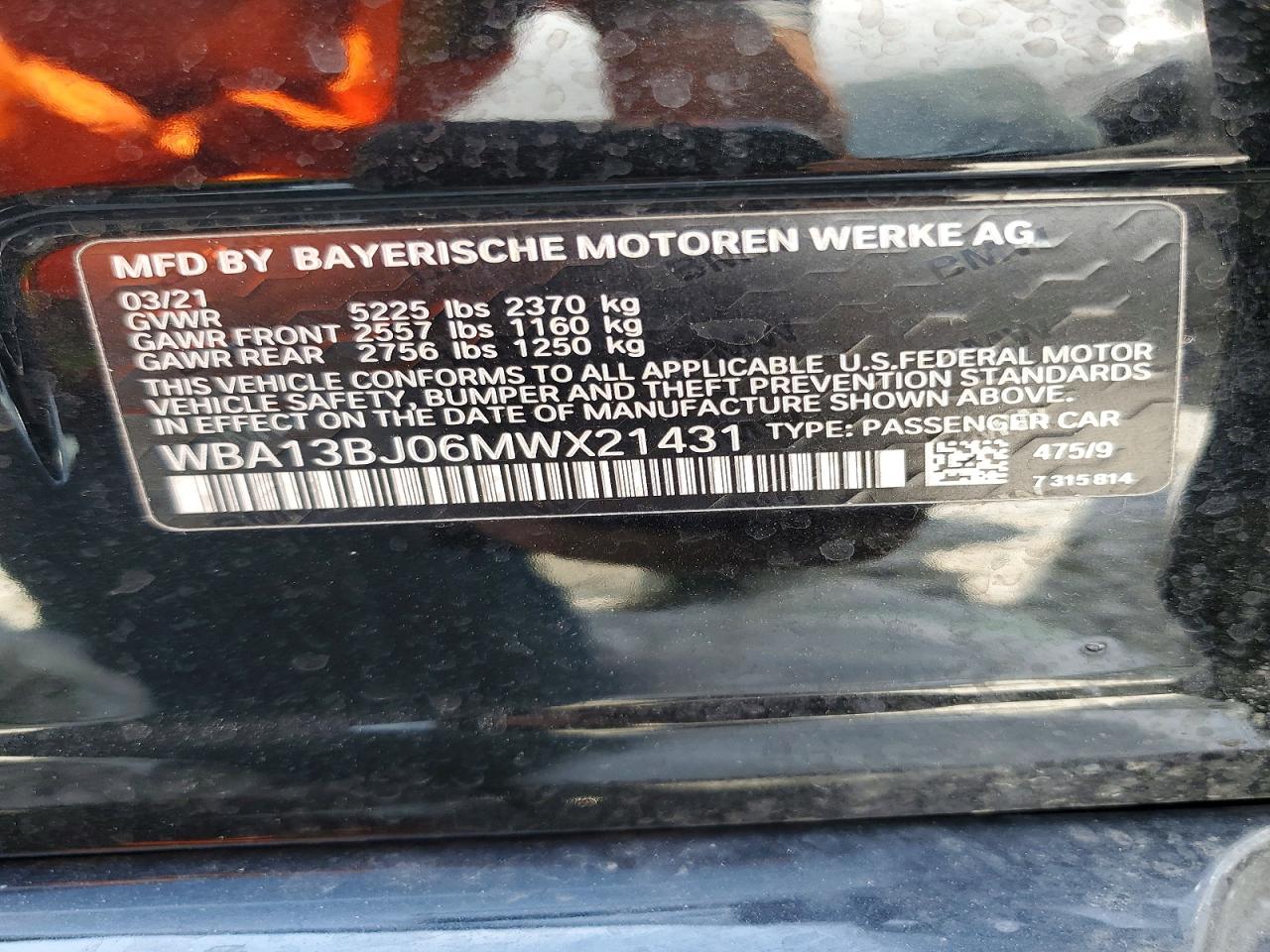 2021 BMW 5 series VIN WBA13BJ06MWX21431 photo 12