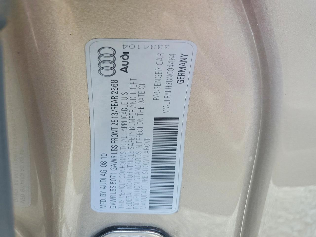 2011 Audi A5 VIN WAULFAFH3BN004464 photo 12