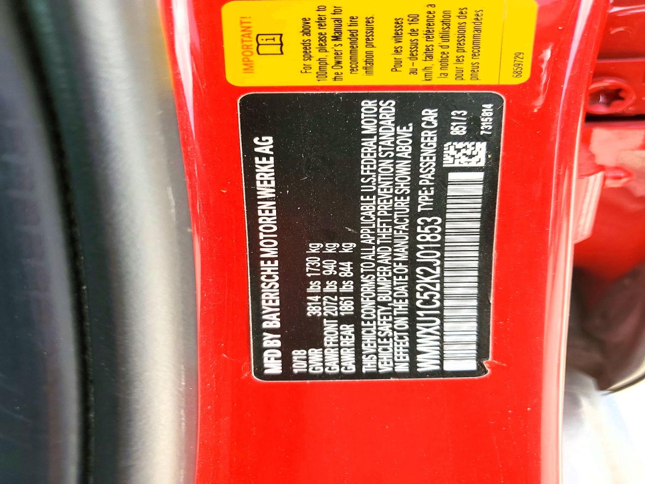 2019 Mini Cooper VIN WMWXU1C52K2J01853 photo 12