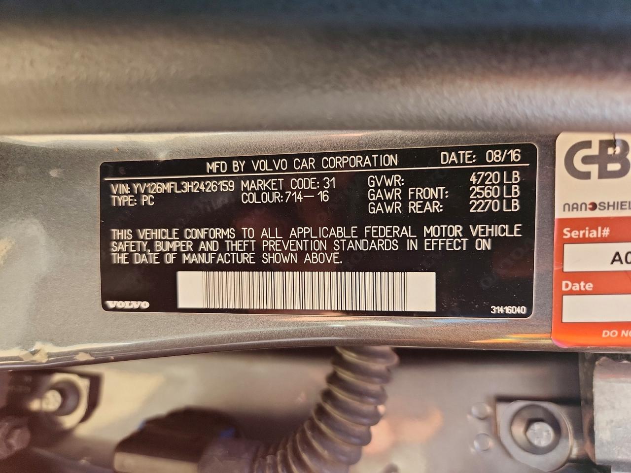 2017 Volv S60 VIN YV126MFL3H2426159 photo 12