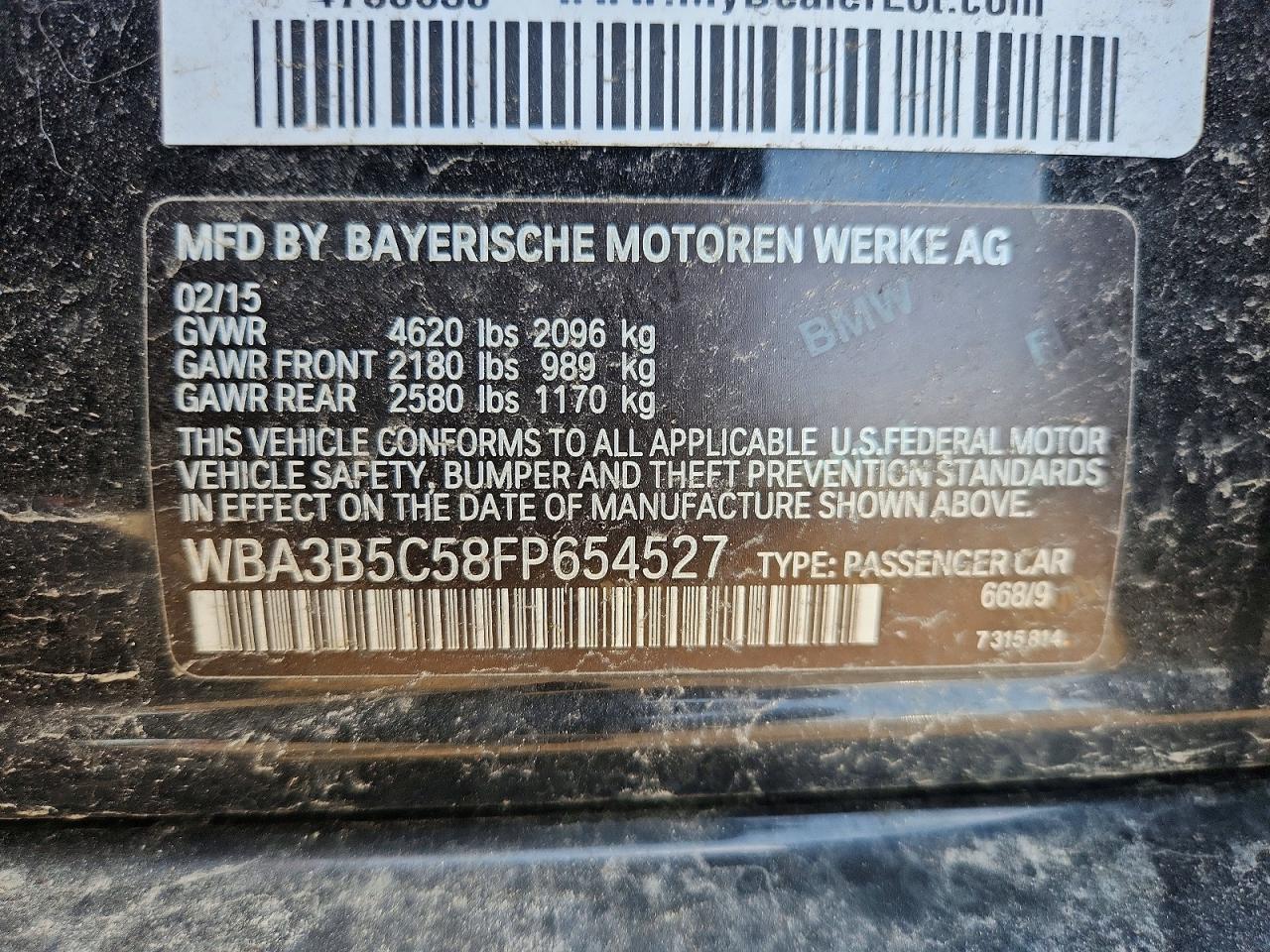 2015 BMW 3 series VIN WBA3B5C58FP654527 photo 12
