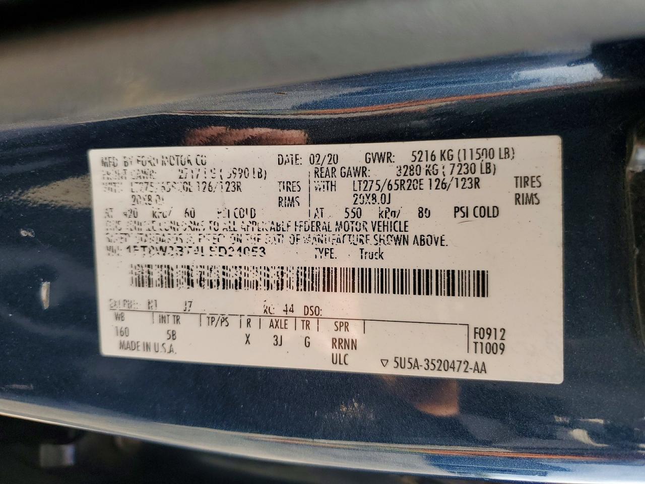 2020 Ford F350 VIN 1FT8W3BT4LED24053 photo 12