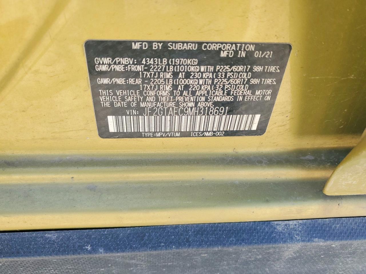 2021 Subaru Crosstrek VIN JF2GTAEC9MH318691 photo 12