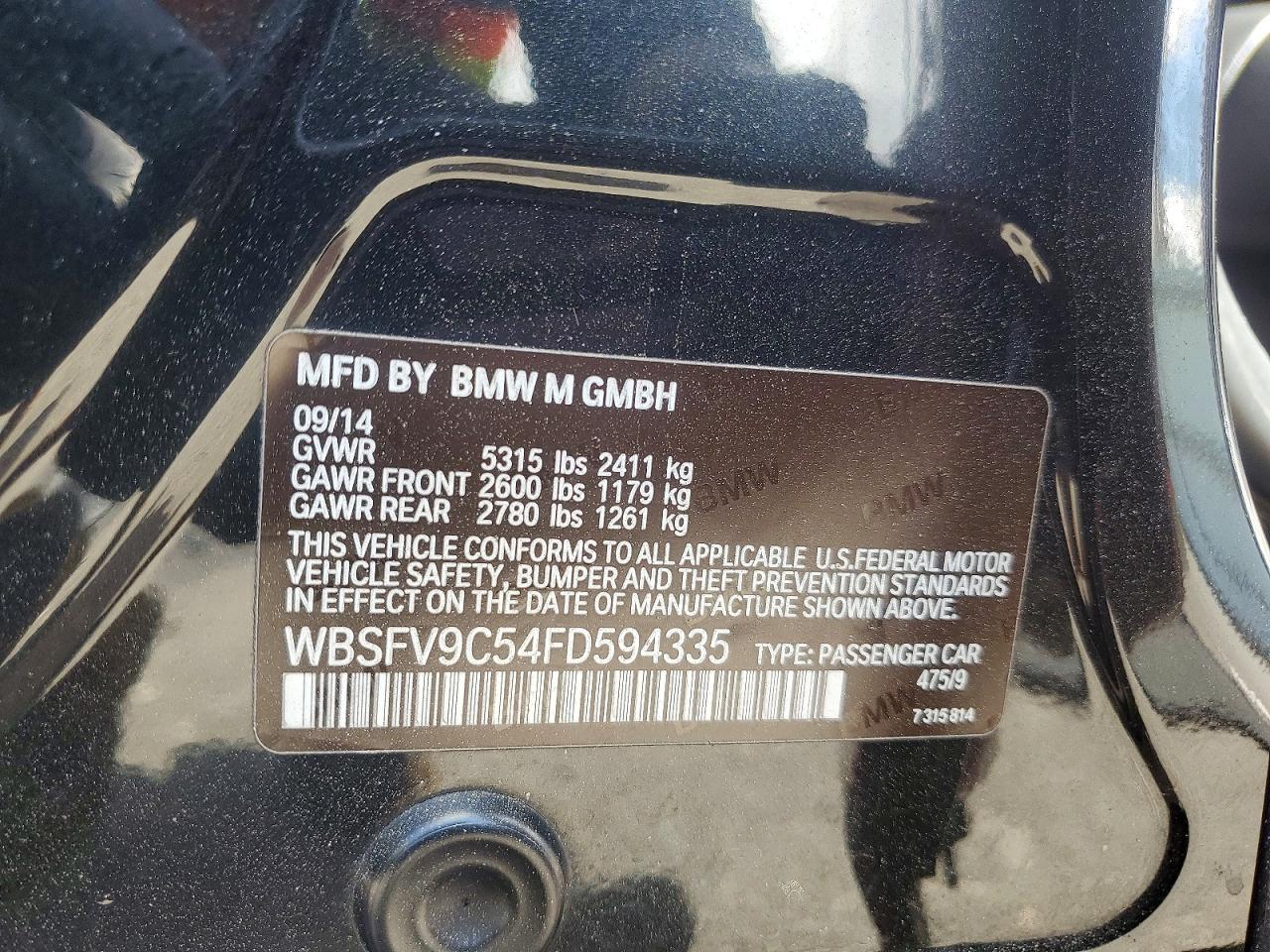 2015 BMW M5 VIN WBSFV9C54FD594335 photo 12