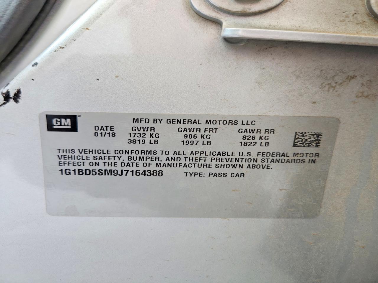 2018 Chevrolet Cruze VIN 1G1BD5SM9J7164388 photo 12