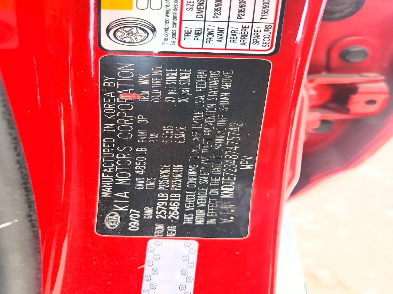 2008 Kia Sportage VIN KNDJE723487475742 photo 12