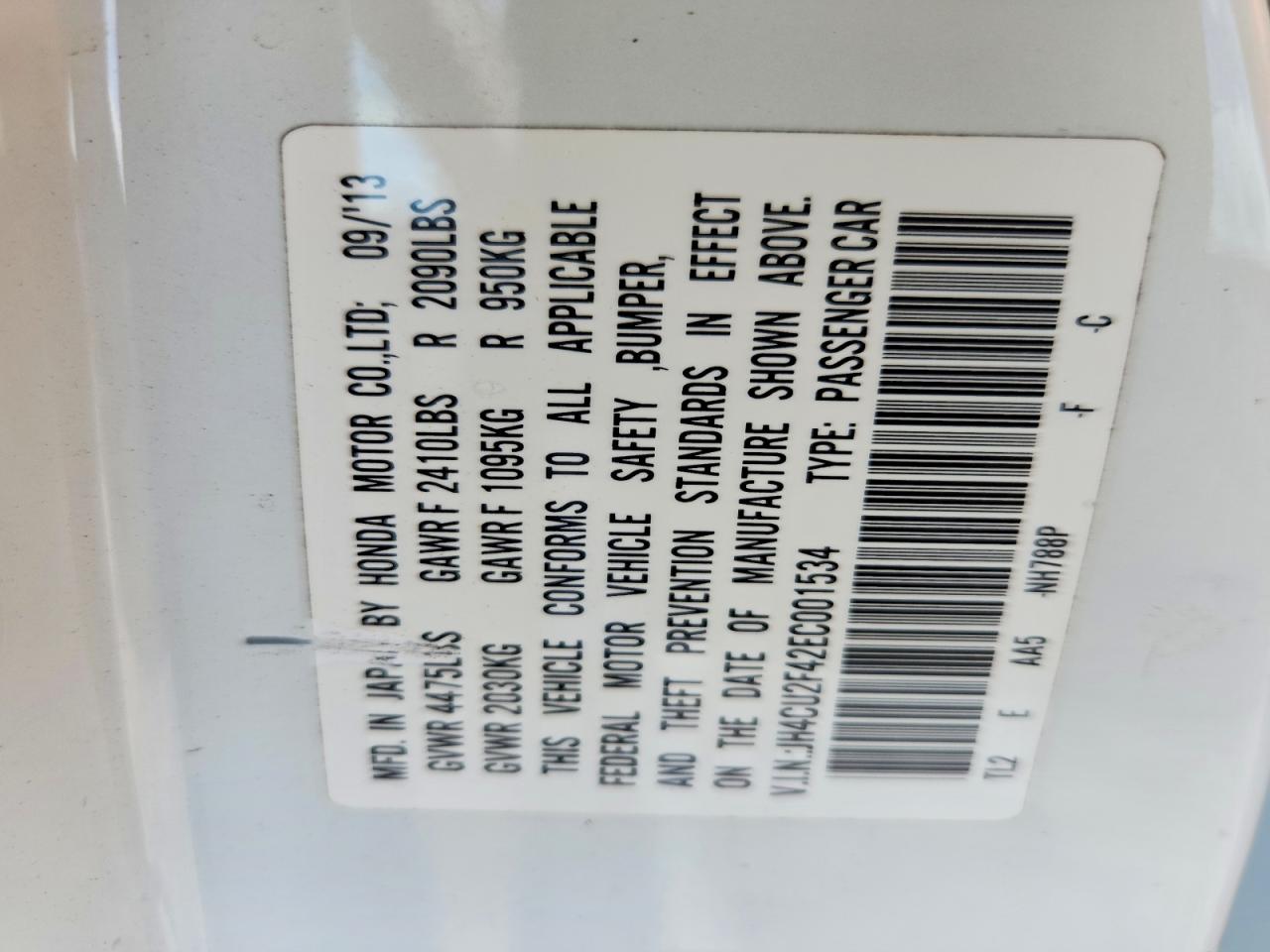2014 Acura Tsx VIN JH4CU2F42EC001534 photo 12