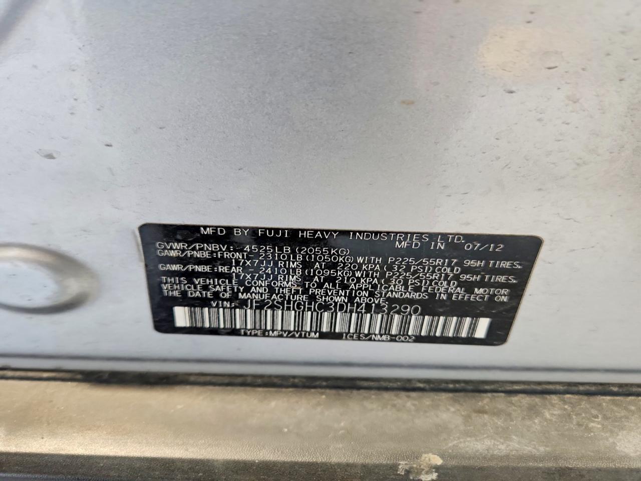 2013 Subaru Forester VIN JF2SHGHC3DH413290 photo 12
