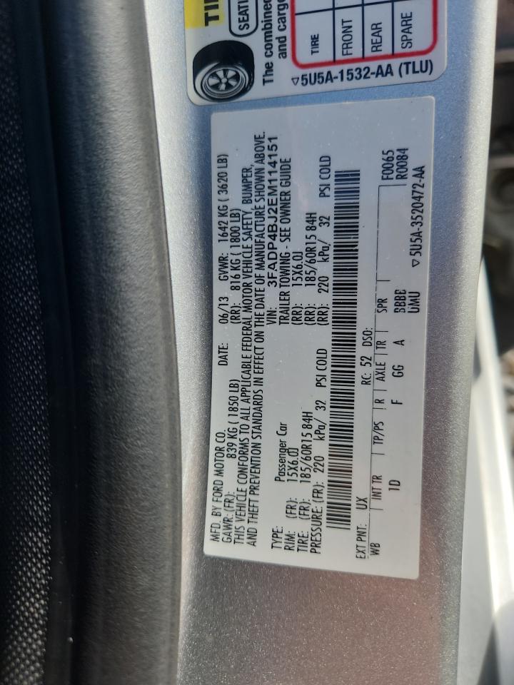 2014 Ford Fiesta VIN 3FADP4BJ2EM114151 photo 12