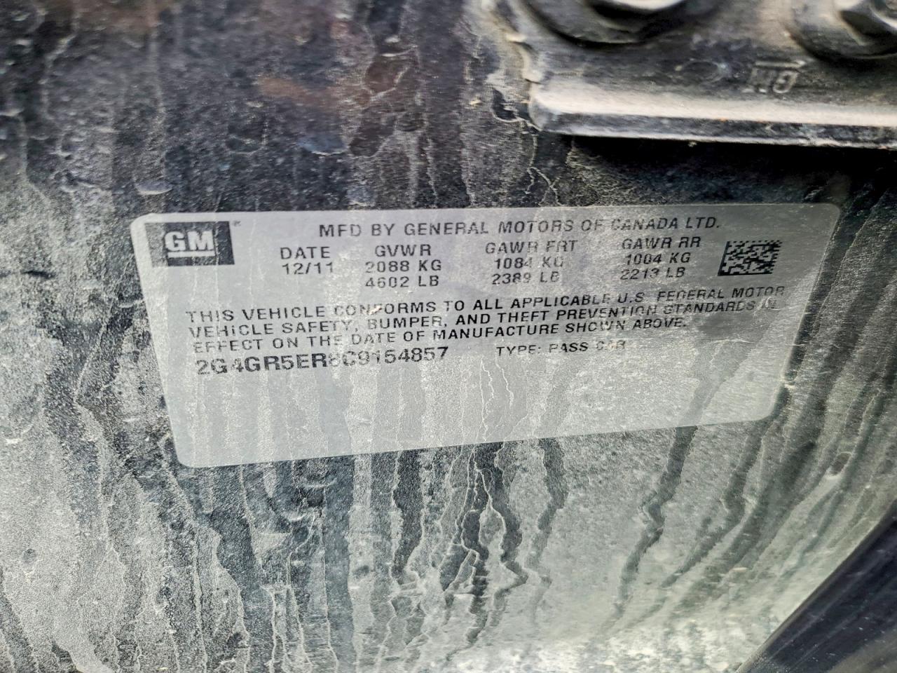 2012 Buick Regal VIN 2G4GR5ER8C9154857 photo 12
