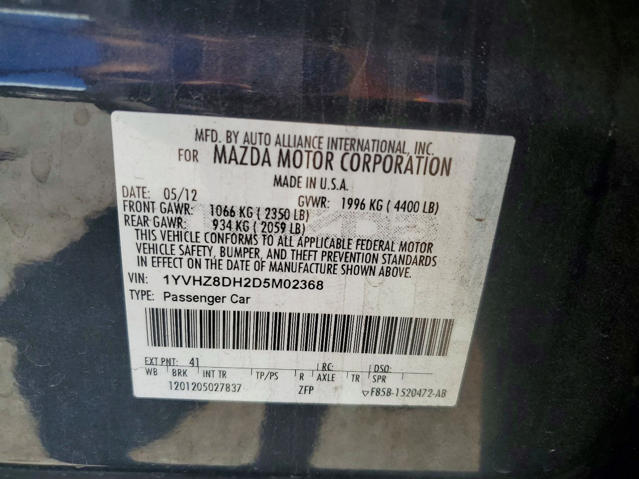 2013 Mazda 6 VIN 1YVHZ8DH2D5M02368 photo 12