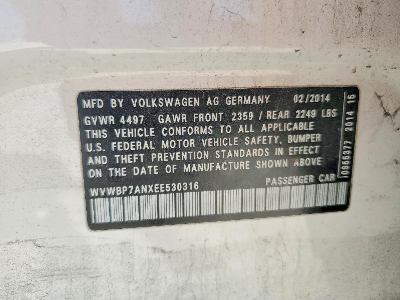 2014 Volkswagen Cc VIN WVWBP7ANXEE530316 photo 12