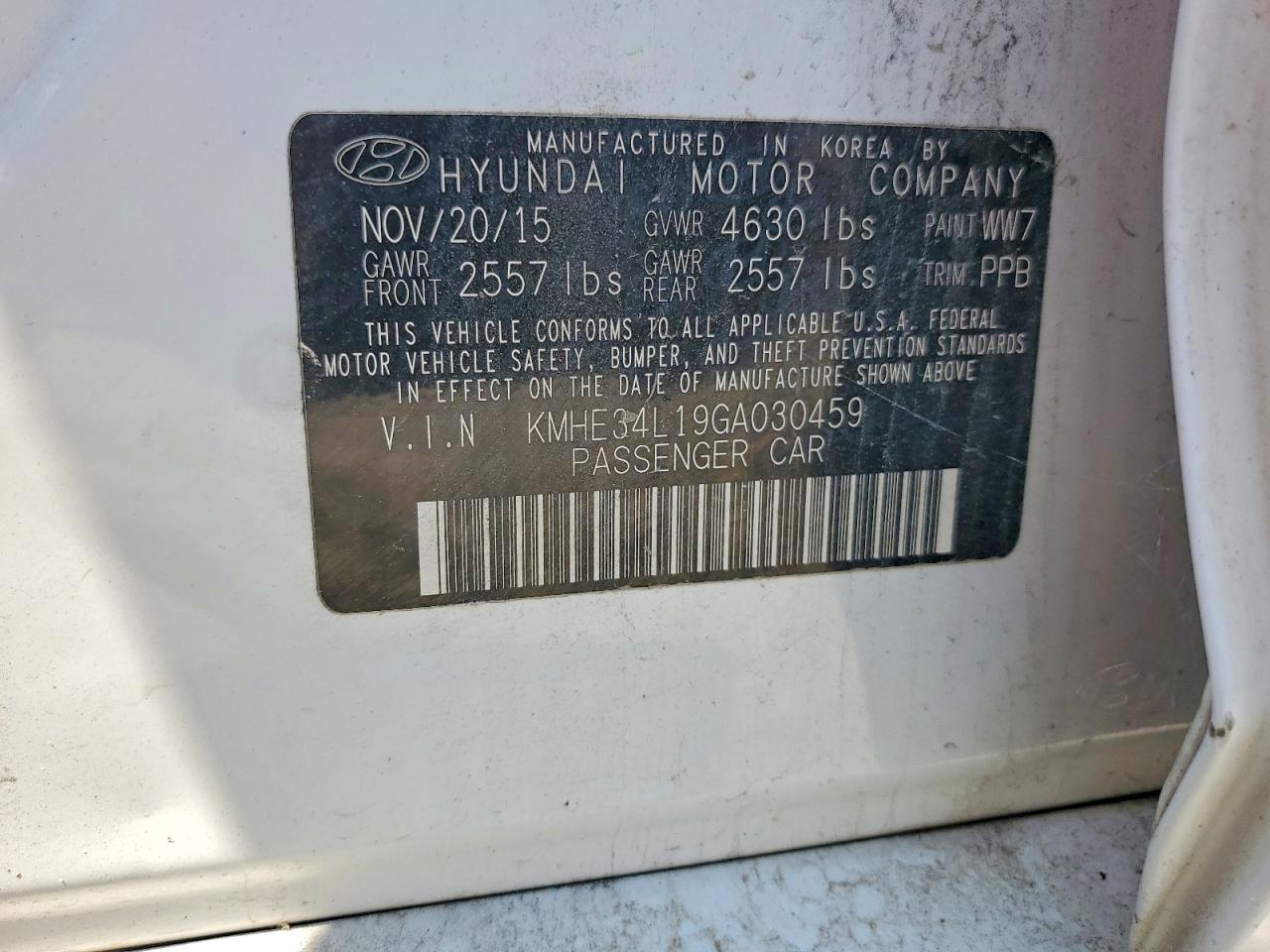 2016 Hyundai Sonata VIN KMHE34L19GA030459 photo 12