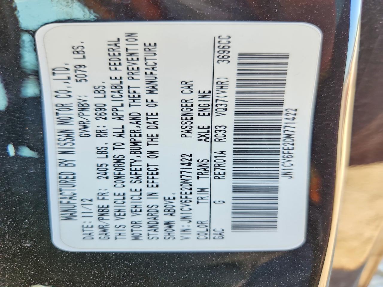 2013 Infiniti G37 VIN JN1CV6FE2DM771422 photo 12