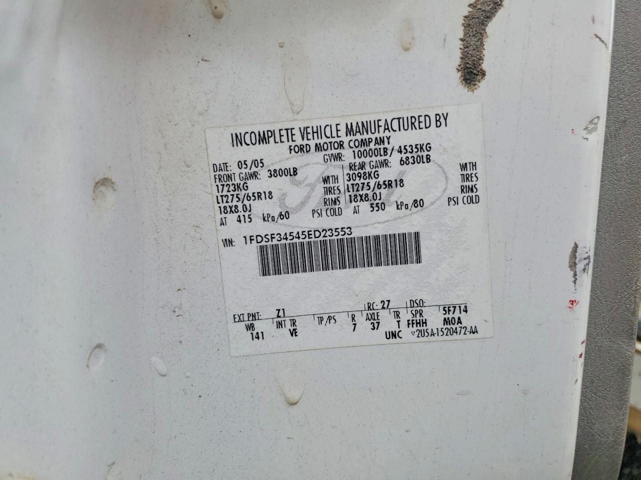 2005 Ford F350 VIN 1FDSF34545ED23553 photo 12