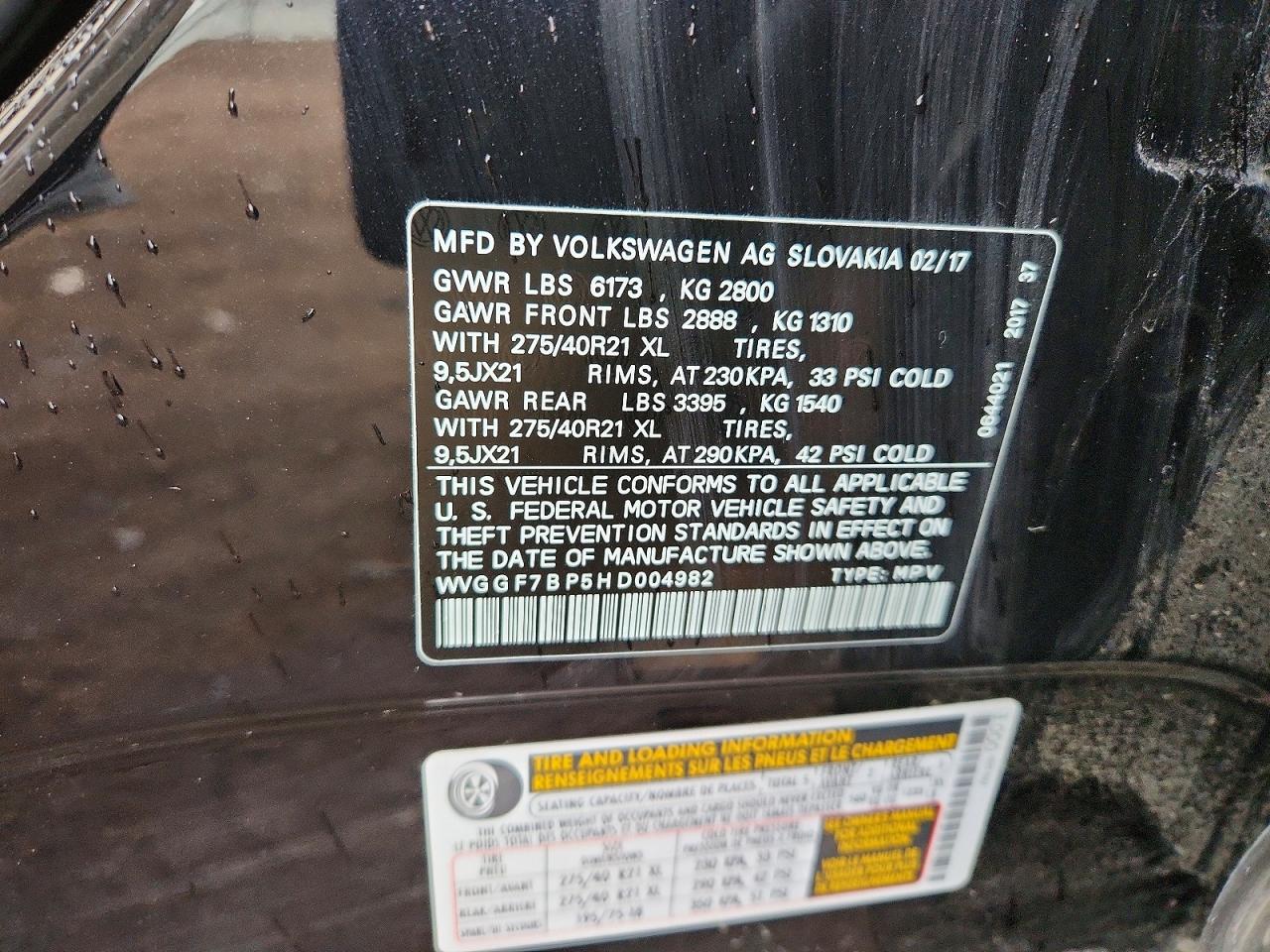 2017 Volkswagen Touareg VIN WVGGF7BP5HD004982 photo 12