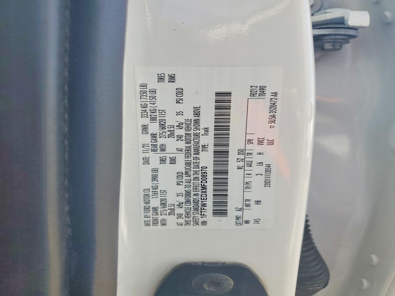 2021 Ford F150 VIN 1FTFW1EDXMFD08970 photo 12