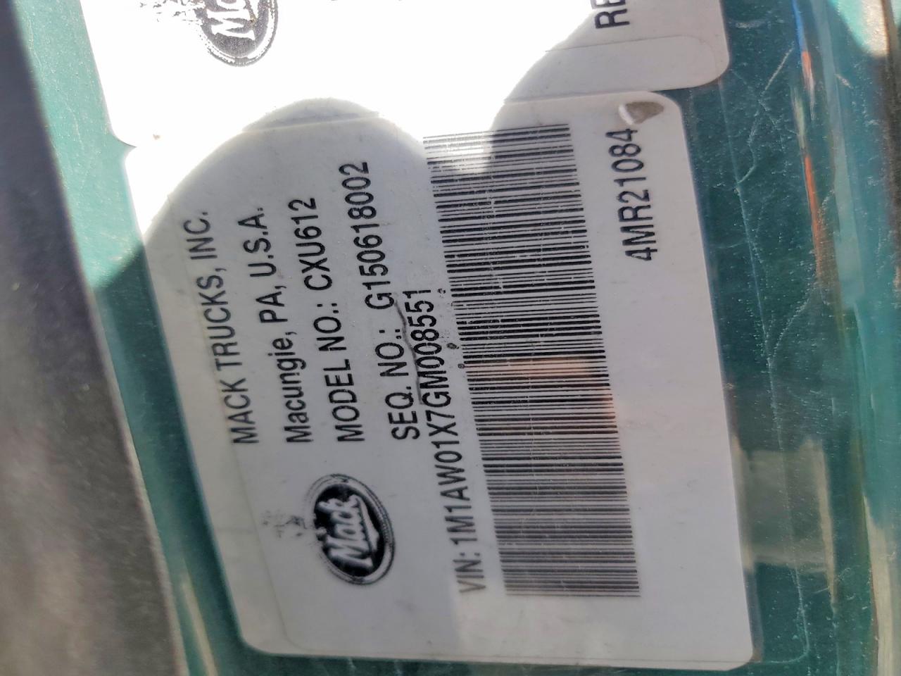 2016 MACK All other VIN 1M1AW01X7GM008551 photo 10