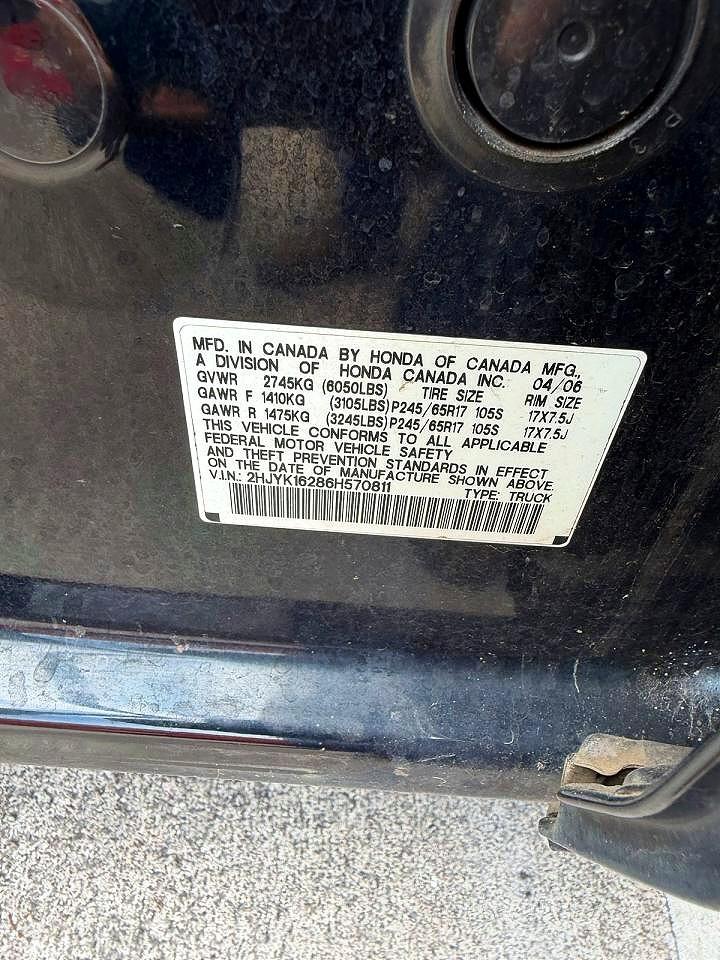 2006 Honda Ridgeline VIN 2HJYK16286H570811 photo 10