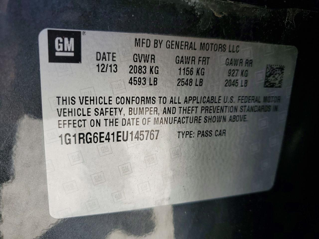 2014 CHEV Volt VIN 1G1RG6E41EU145767 photo 12