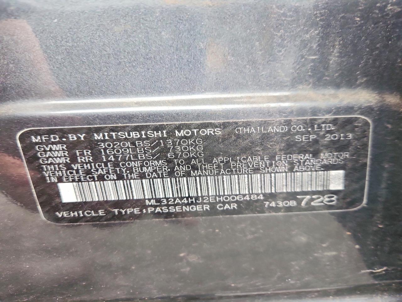 2014 Mitsubishi Mirage VIN ML32A4HJ2EH006484 photo 12