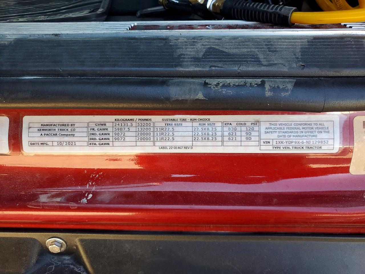 2022 KENWORTH All other VIN 1XKYDP9X6NJ129852 photo 10