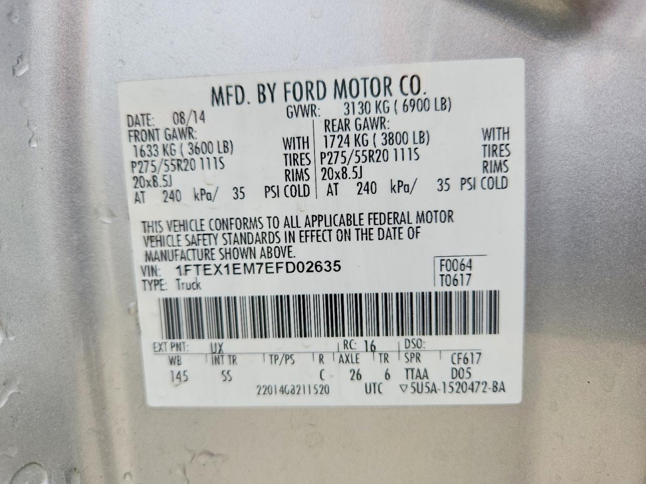 2014 Ford F150 VIN 1FTEX1EM7EFD02635 photo 12