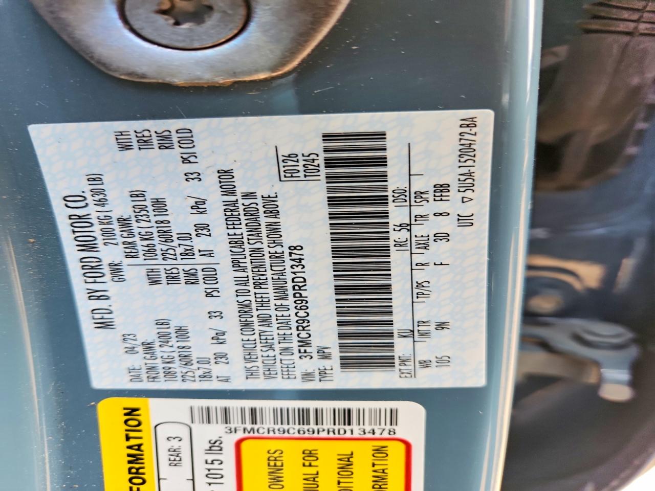 2023 Ford Bronco VIN 3FMCR9C69PRD13478 photo 12