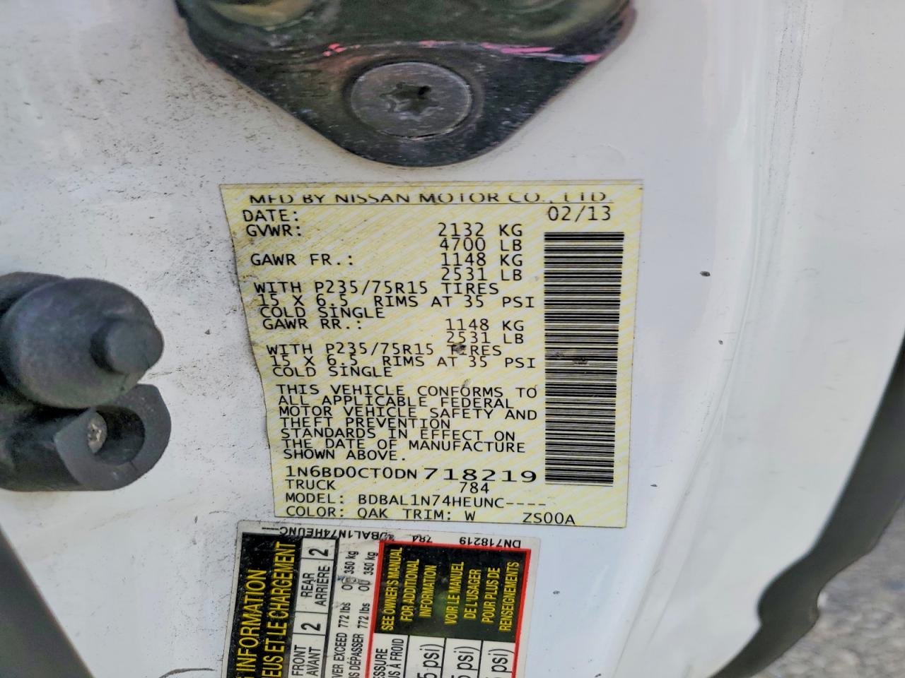 2013 Nissan Frontier VIN 1N6BD0CT0DN718219 photo 12