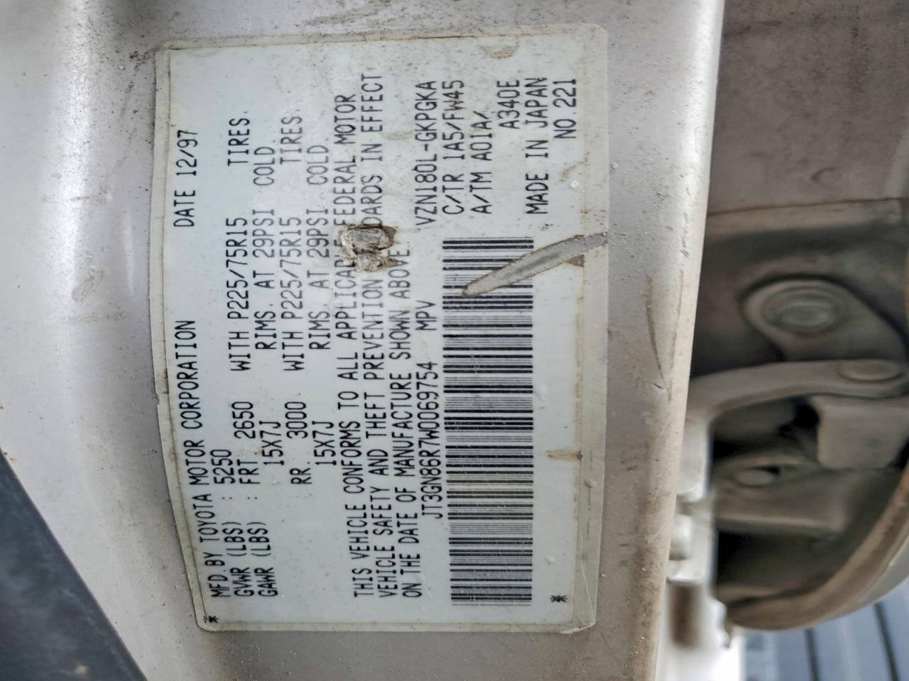 1998 Toyota 4runner VIN JT3GN86R7W0069754 photo 12