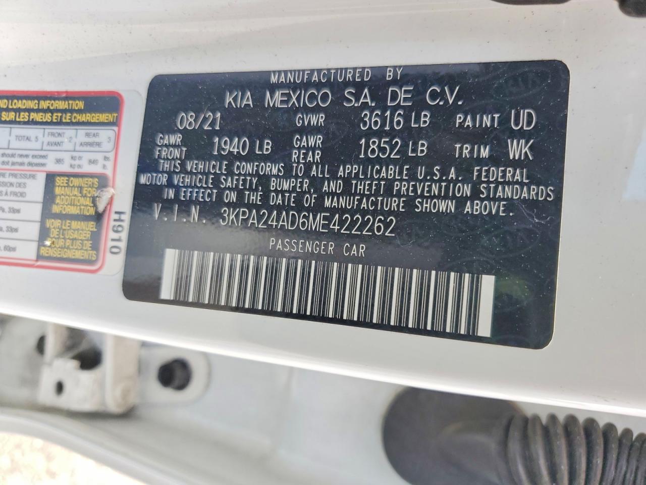 2021 Kia Rio VIN 3KPA24AD6ME422262 photo 12