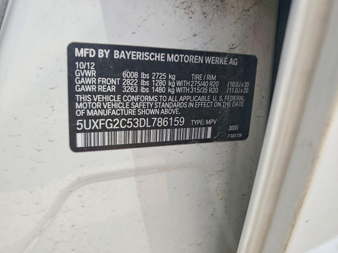 2013 BMW X6 VIN 5UXFG2C53DL786159 photo 12