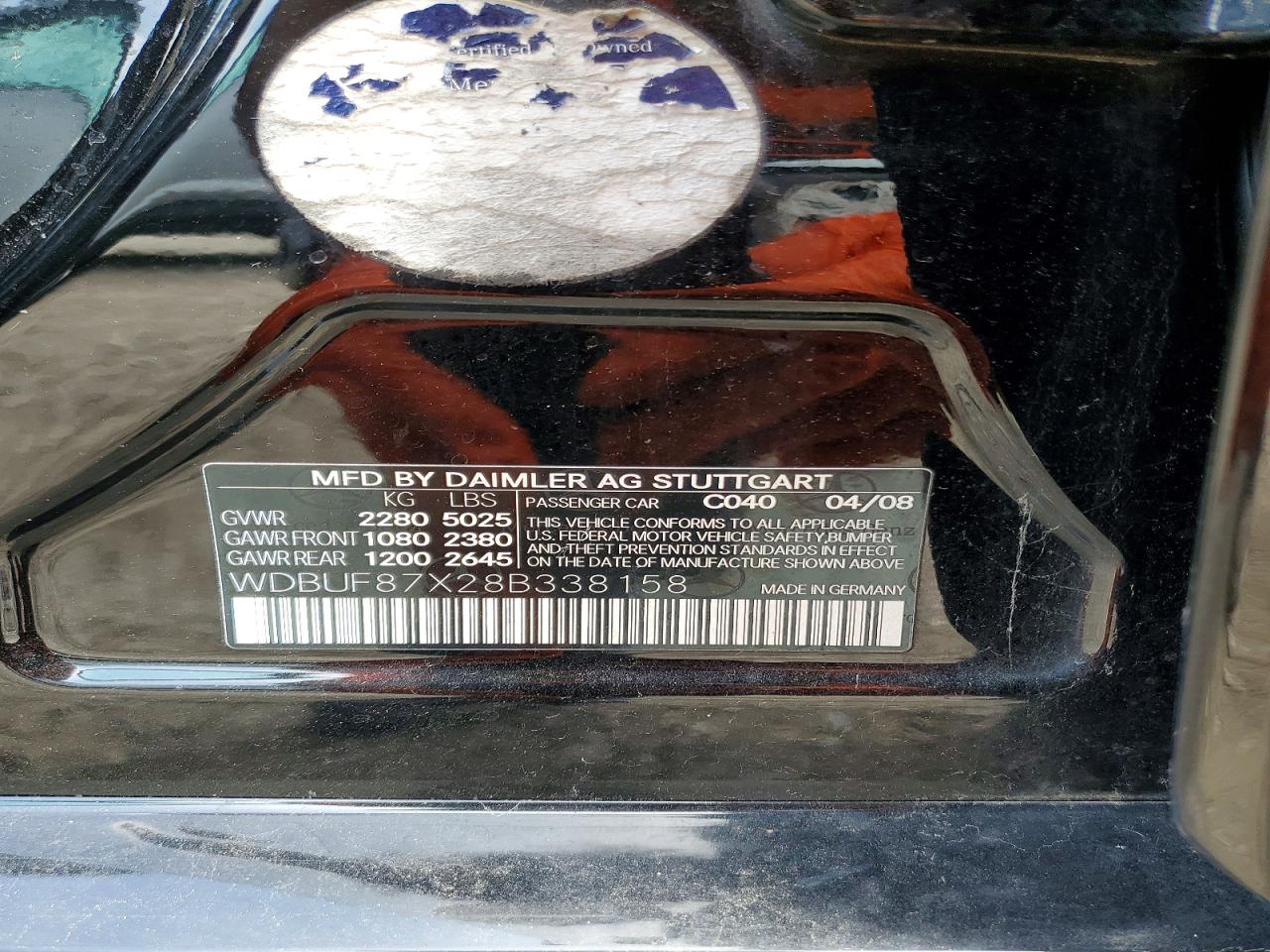 2008 Mercedes-Benz E-class VIN WDBUF87X28B338158 photo 12