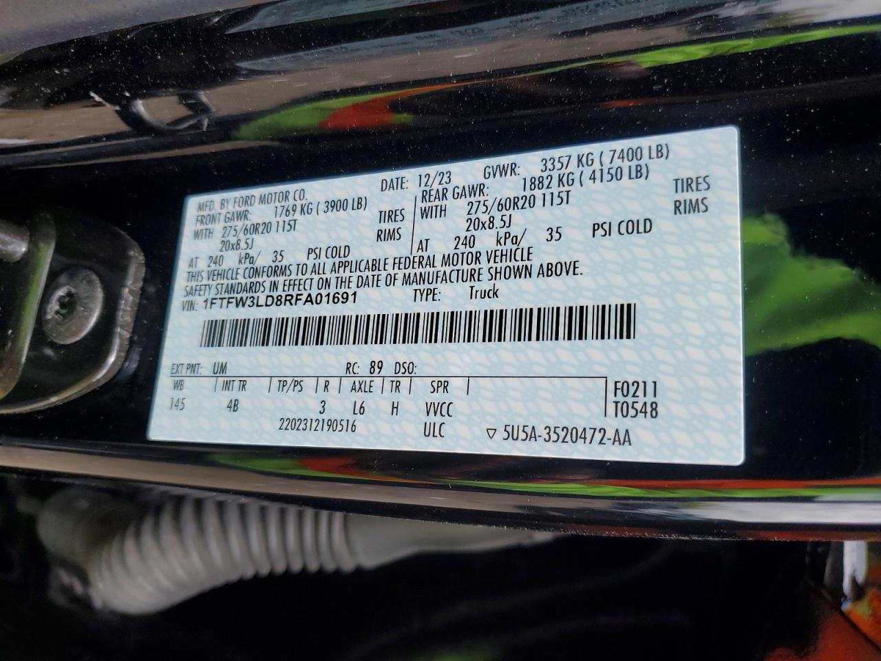 2024 Ford F150 VIN 1FTFW3LD8RFA01691 photo 12