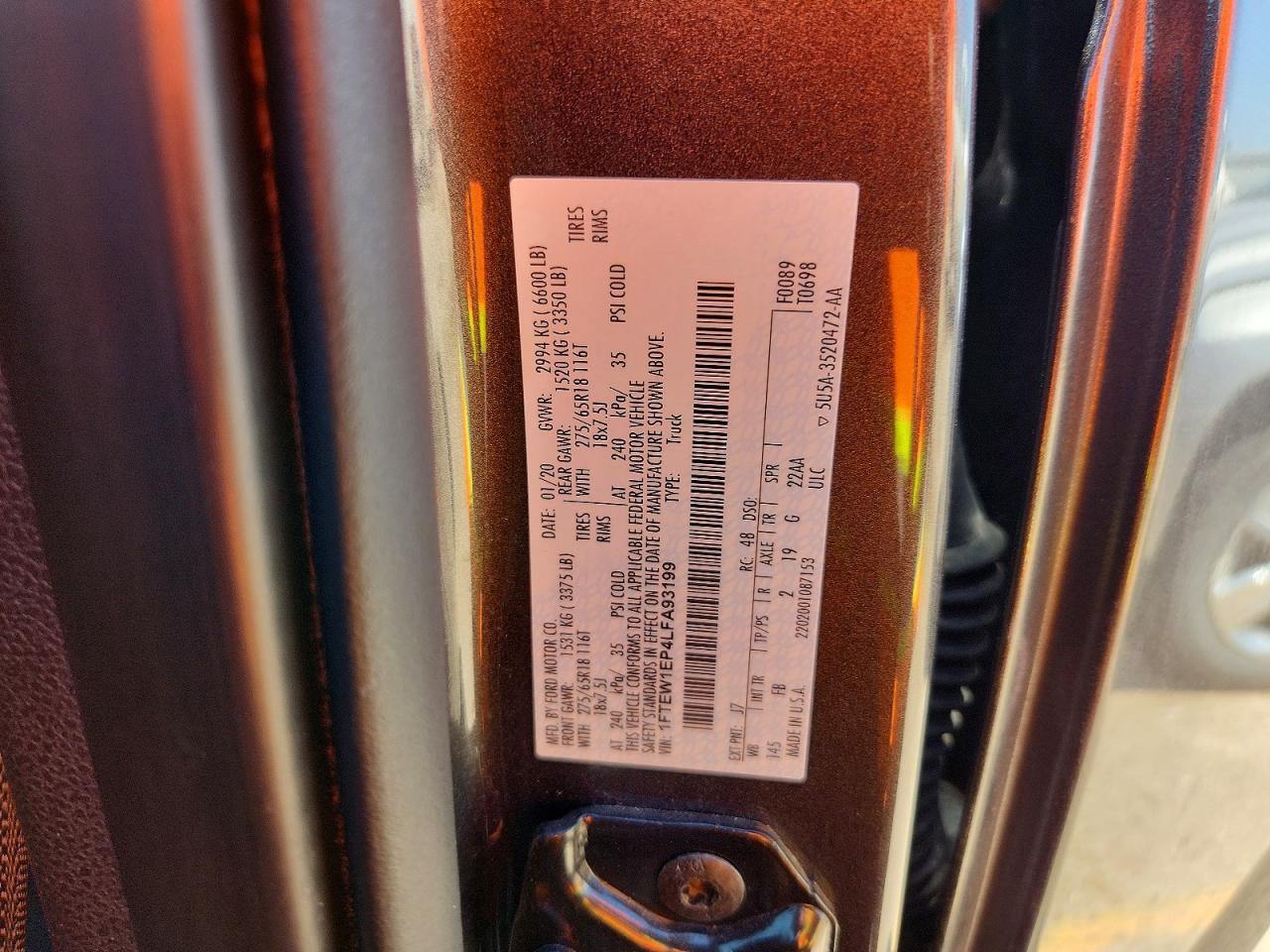 2020 Ford F150 VIN 1FTEW1EP4LFA93199 photo 12