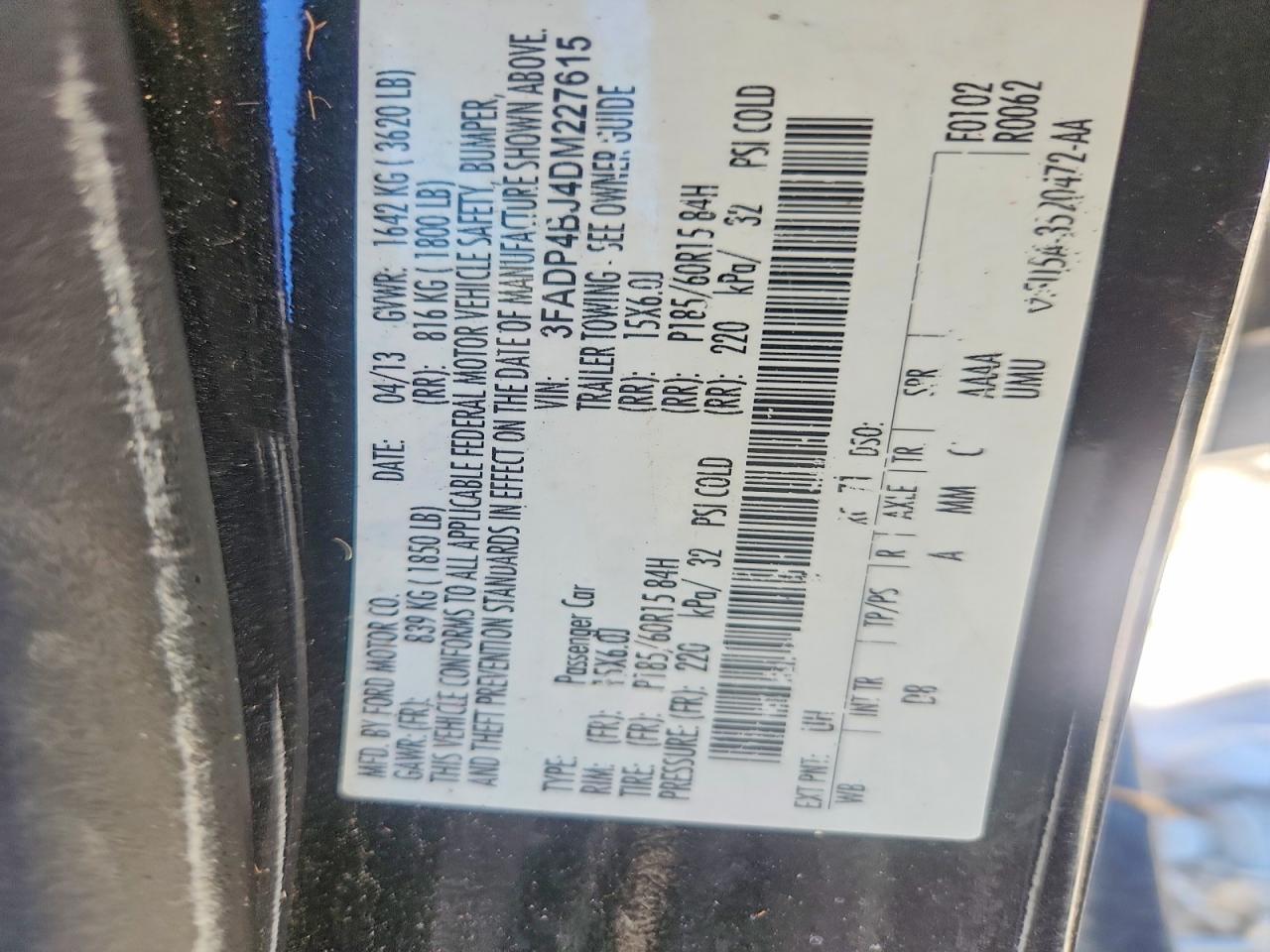 2013 Ford Fiesta VIN 3FADP4BJ4DM227615 photo 12
