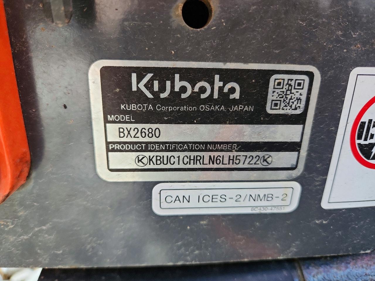 2023 KUBOTA Bx 2680-1 VIN KBUC1CHRLN6LH5722 photo 10