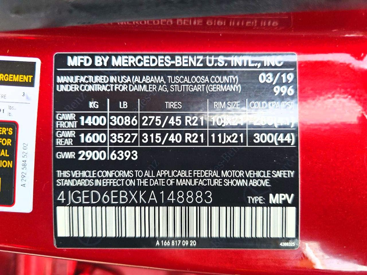 2019 Mercedes-Benz Gle class VIN 4JGED6EBXKA148883 photo 10