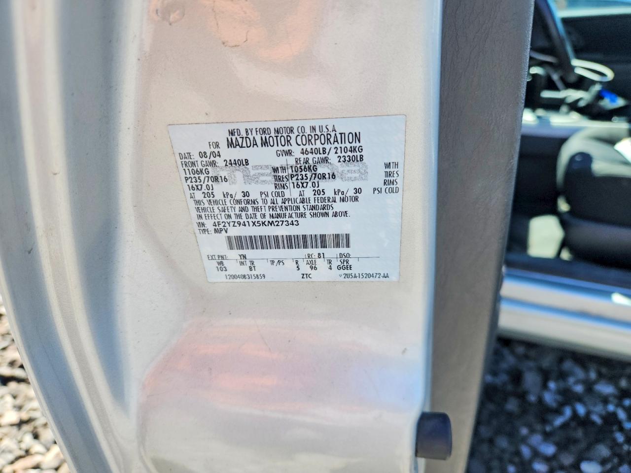 2005 Mazda Tribute VIN 4F2YZ941X5KM27343 photo 12