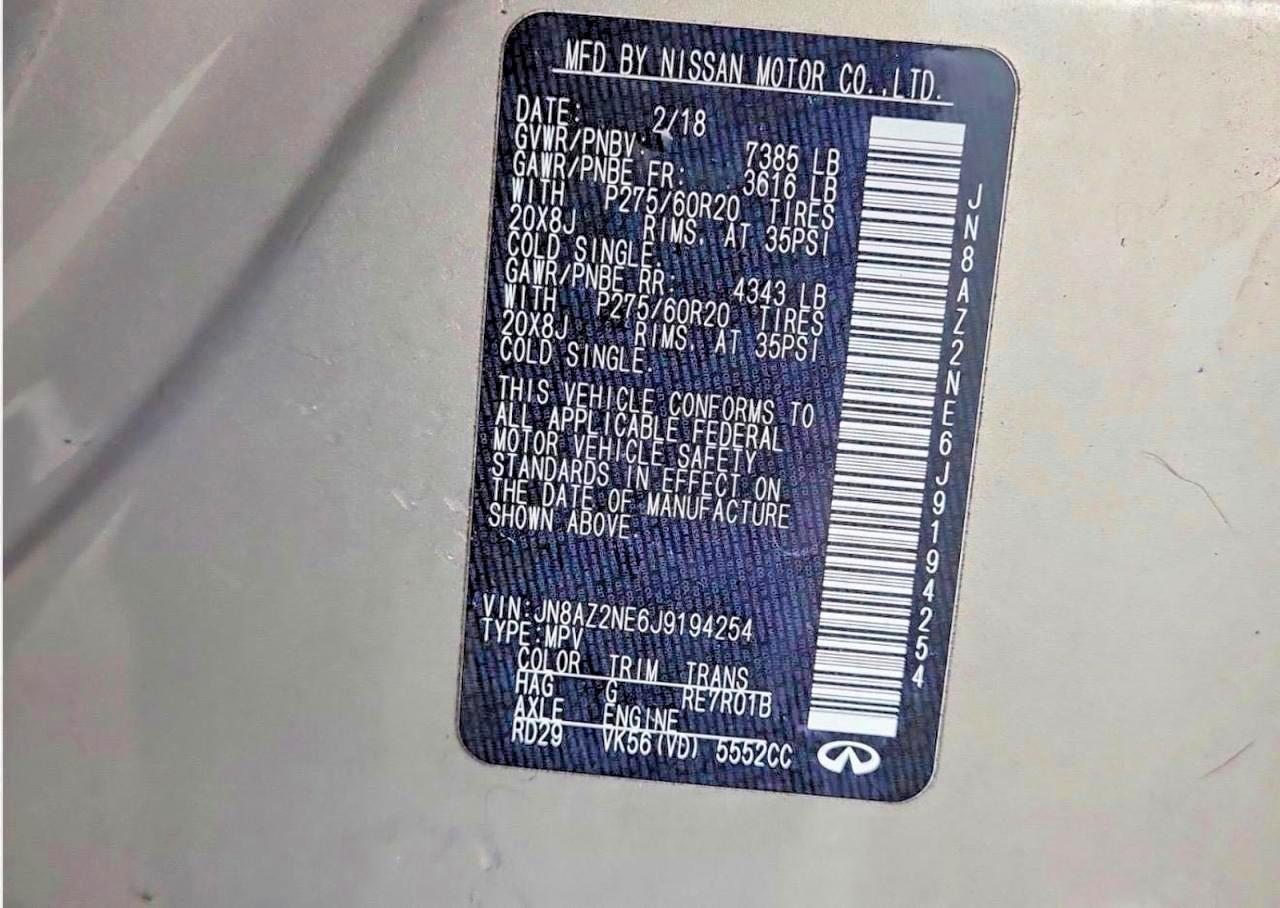 2018 INFINITI Qx80 VIN JN8AZ2NE6J9194254 photo 10