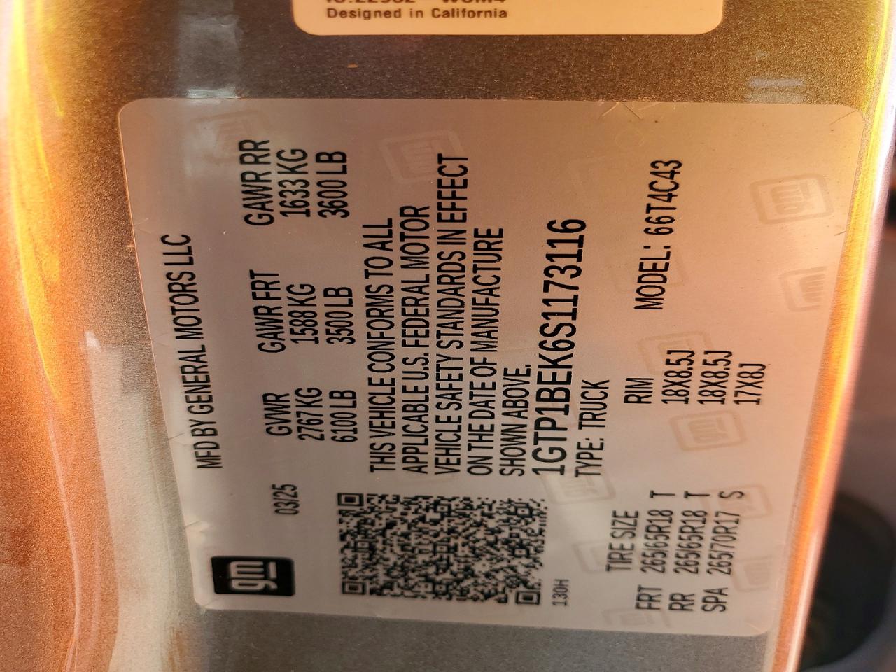 2025 GMC Canyon VIN 1GTP1BEK6S1173116 photo 12
