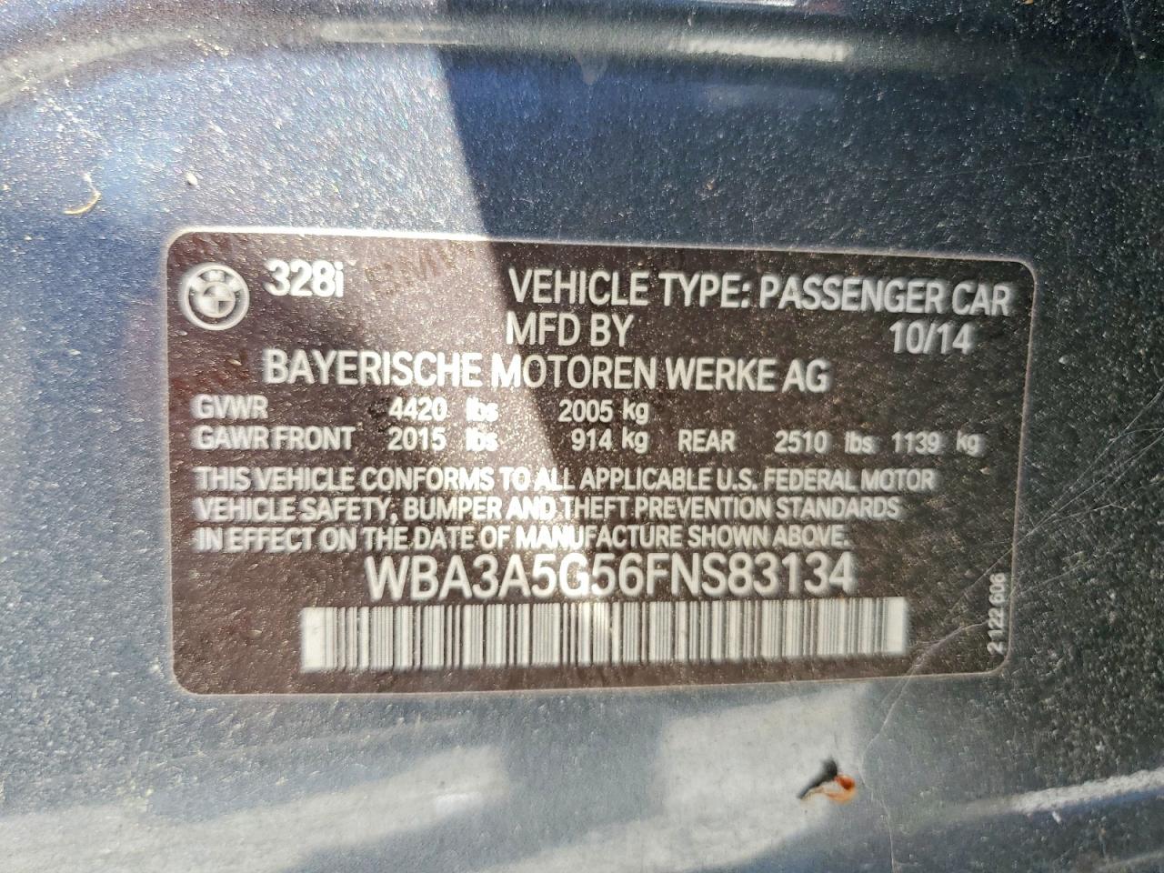 2015 BMW 3 series VIN WBA3A5G56FNS83134 photo 12