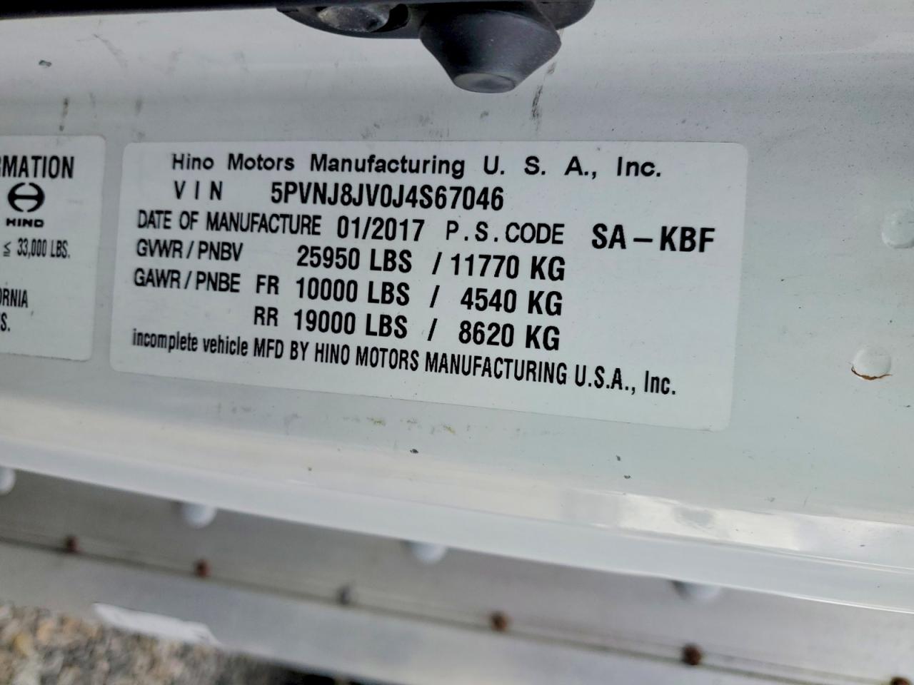 2018 HINO All other VIN 5PVNJ8JV0J4S67046 photo 10