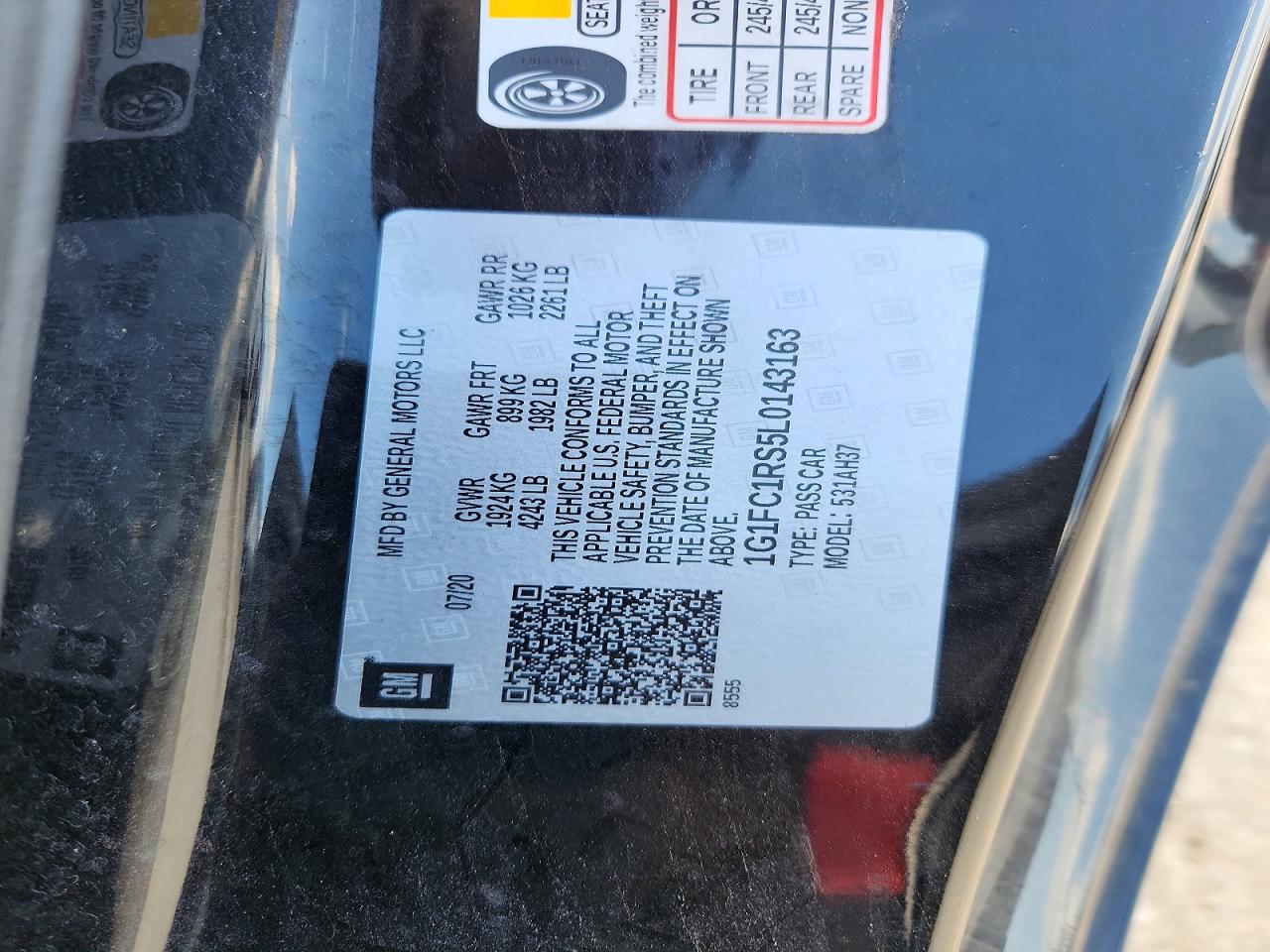 2020 Chevrolet Camaro VIN 1G1FC1RS5L0143163 photo 12