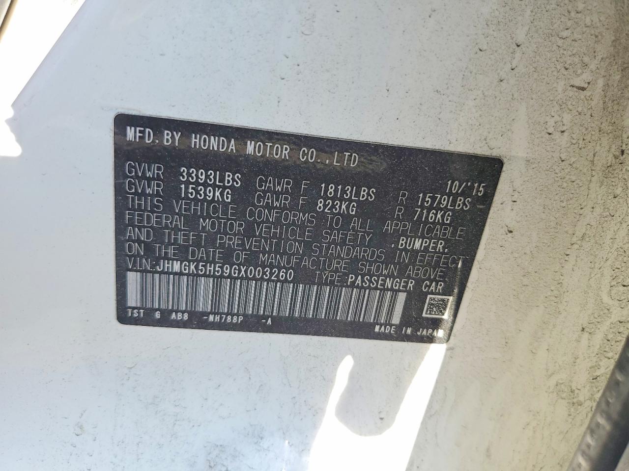 2016 Honda Fit VIN JHMGK5H59GX003260 photo 12