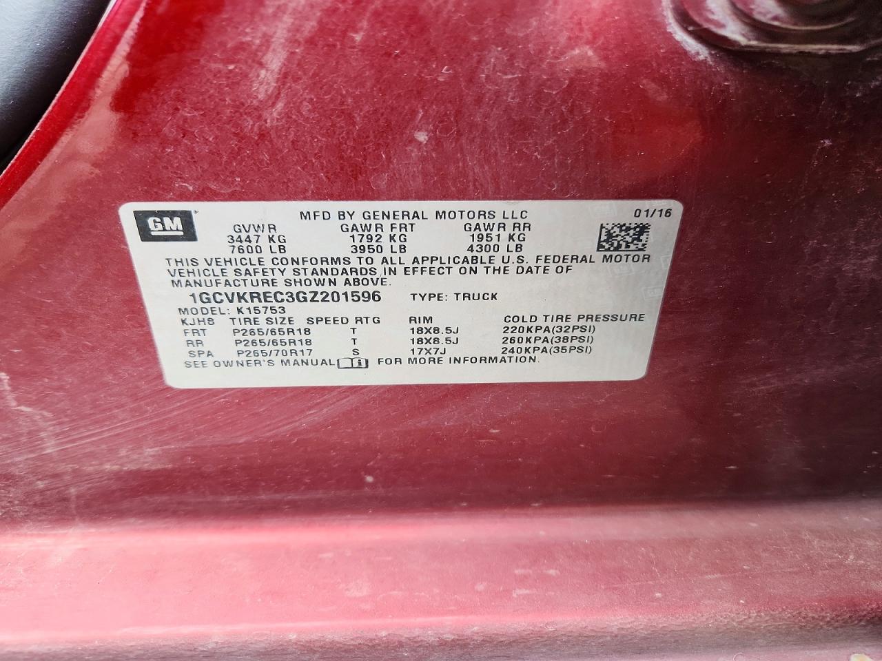 2016 Silverado VIN 1GCVKREC3GZ201596 photo 12