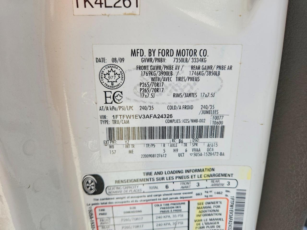 2010 FORD F150 VIN 1FTFW1EV3AFA24326 photo 12